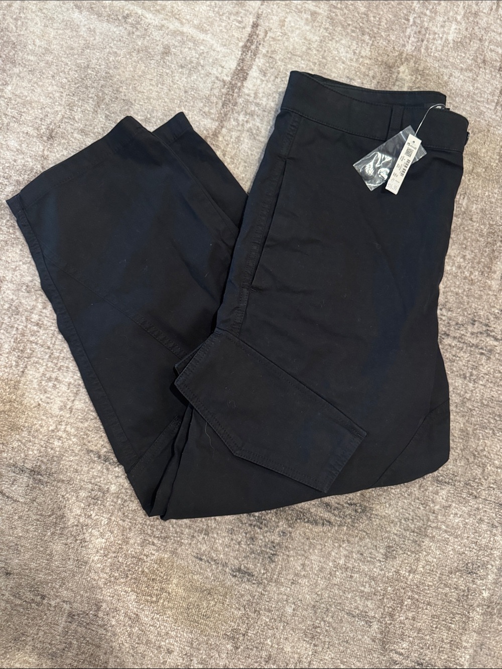 NWT Madewell Black Women's Utility Cargo Barrel Leg Pant size 6